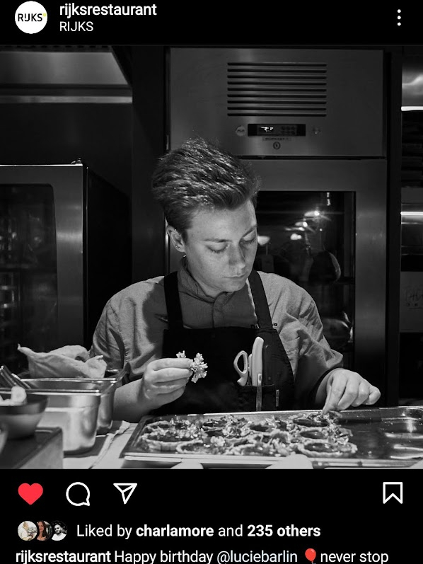 Lucie at work as a pastry chef